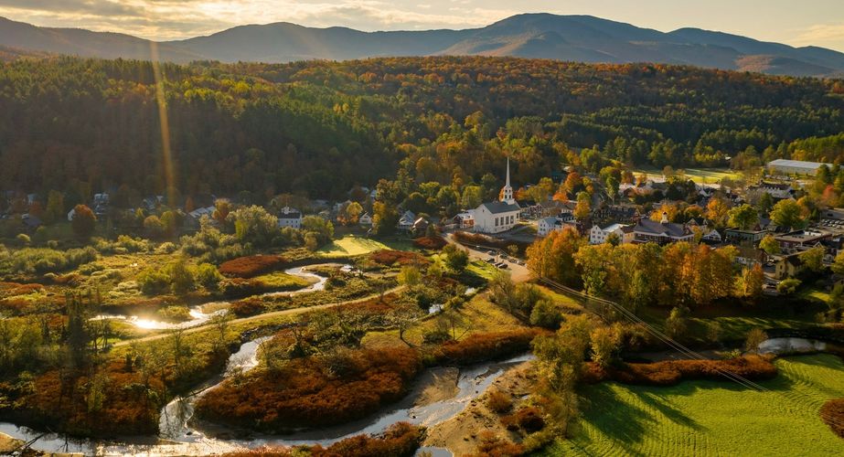 Stowe Vermont in de herfst Stowe Vermont in de herfst